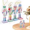 5Pcs/Set Glitter Nutcracker Puppet Ornament Wood Christmas Tree Decoration  Kid Gift