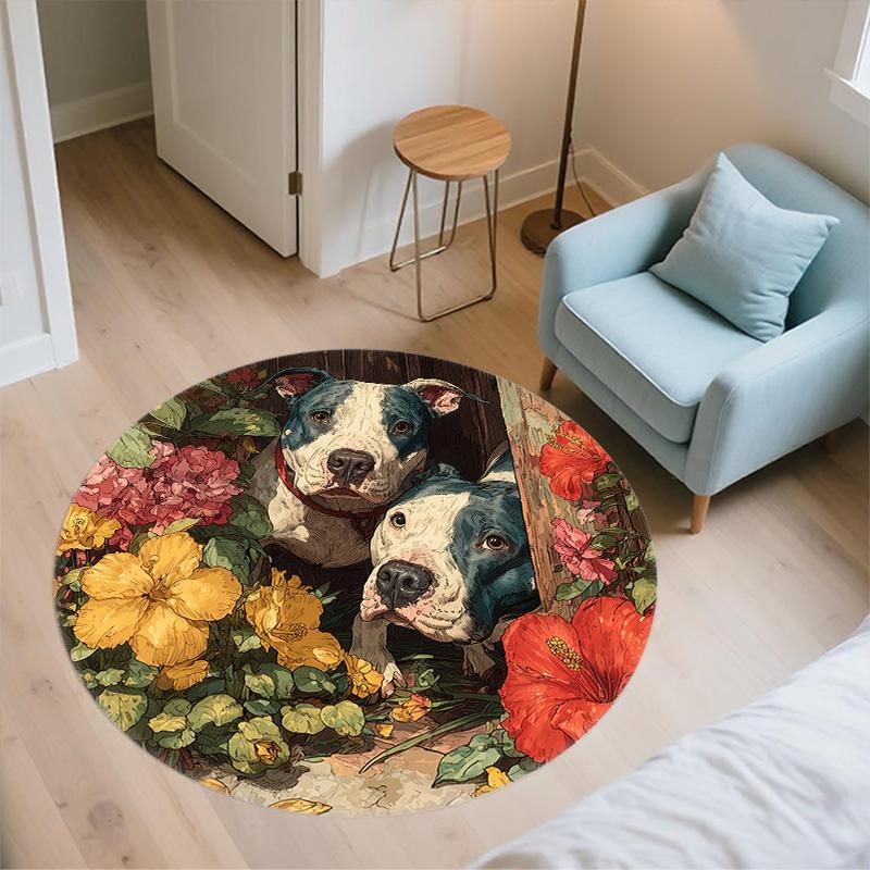 Door Frame Dog,Round Area Rug,Carpet Rug for Living Room Bedroom Sofa Playroom Decor,Non-slip Floor Mat