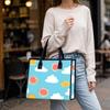 Cute Sun Cloud Pattern Tote Bag Portable Daily Use Shopping Handbag for Women Casual Outdoor Shoulder Bag