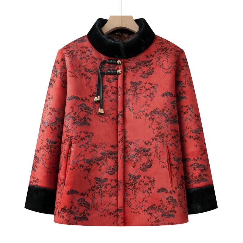 Women's Floral Embroidered Winter Fleece-Lined Padded Jacket