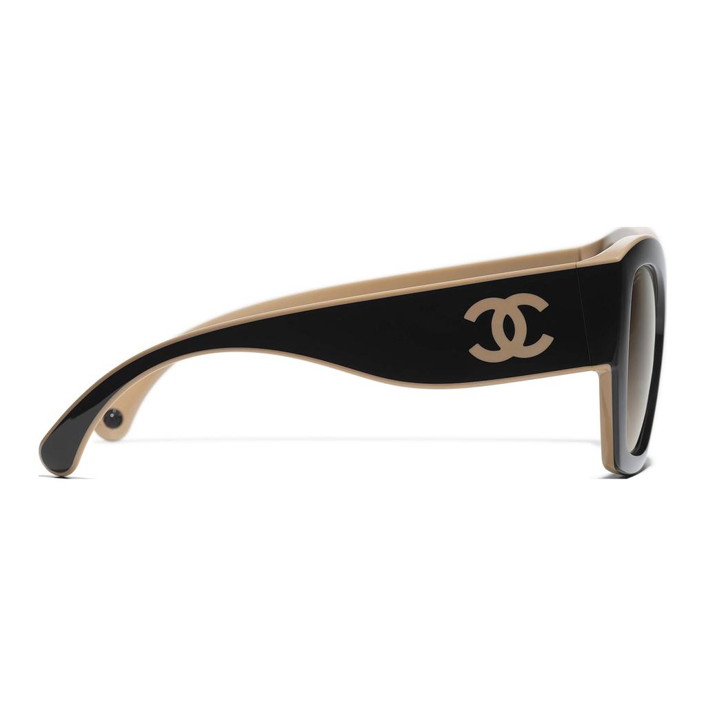 Chanel Color Block Frame Classic Logo Irregular Shape Sunglasses Unisex Sunglasses Black CH6058-C534M2