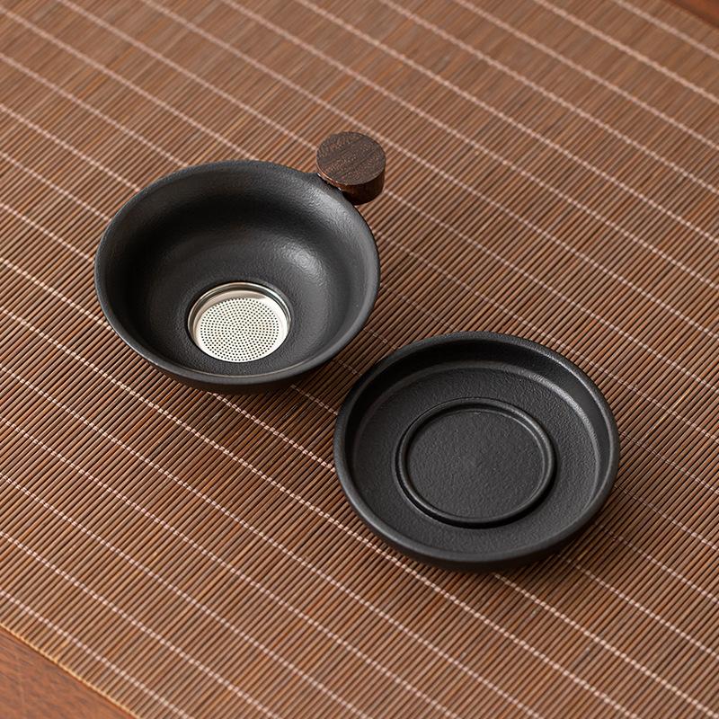 Ceramic Yin Black Pottery Tea Filter Tea Leak Filter Tea Bucket Filter Tea Residue Tea Ceremony Tea Breaker Tea Set Spare Parts