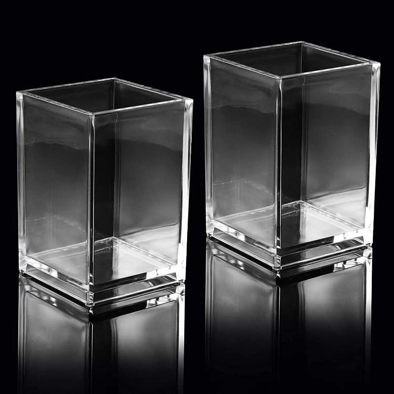 1PC Clear Acrylic Pen Holder for Desk, Multi-Purpose Pencil & Makeup Brush Organizer, Stationery Storage Cup for Office Home