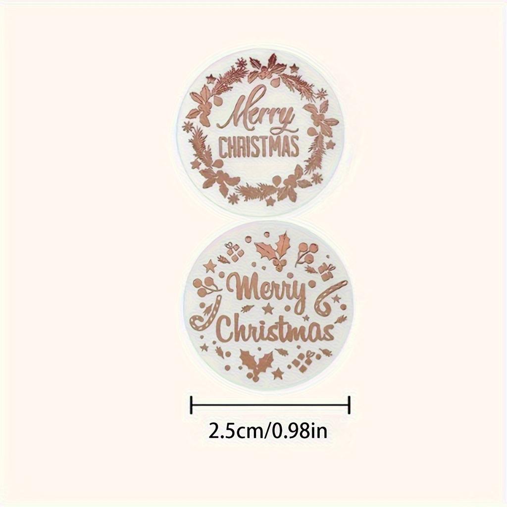 Rose Gold Merry Christmas Stickers Self-Adhesive Holiday Stickers Self-Adhesive for Christmas Decoration Wedding Party Card Labels 500 Pieces In a Ro