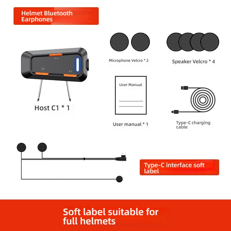 Bluetooth 6.0 Helmet Headphone, Dual Person Intercom Group Talk Noise Reduction for Motorcycle