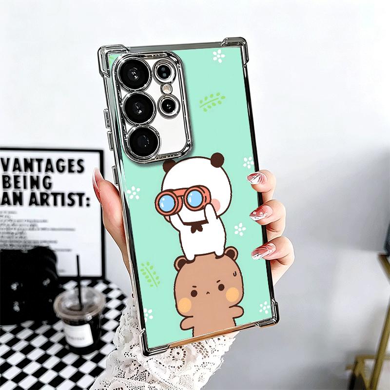 Bubu Dudu Cartoon Cute Plating Phone Case For Samsung Galaxy S24 S25 FE S26 Edge S23 Ultra S22 S21 Plus S20 Anti-Fall Airabag Co