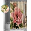 Vintage Pink Flower Tower Shower Curtains Waterproof Bath Curtains Home Decor Modern Luxury Bathroom Curtain