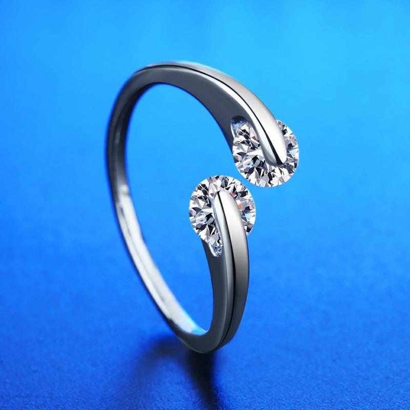925 Silver Ring Heart AAA Zircon Open Adjustable Engagement For Women Wedding Fashion Jewelry Party Gifts