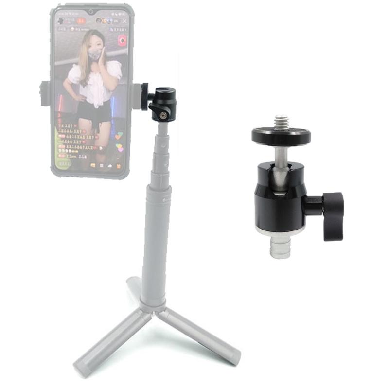 Aluminum Alloy Ball Head Mount PTZ Adapter for Tripods and Handheld Stabilizers with Standard 1/4 Screw and Hole