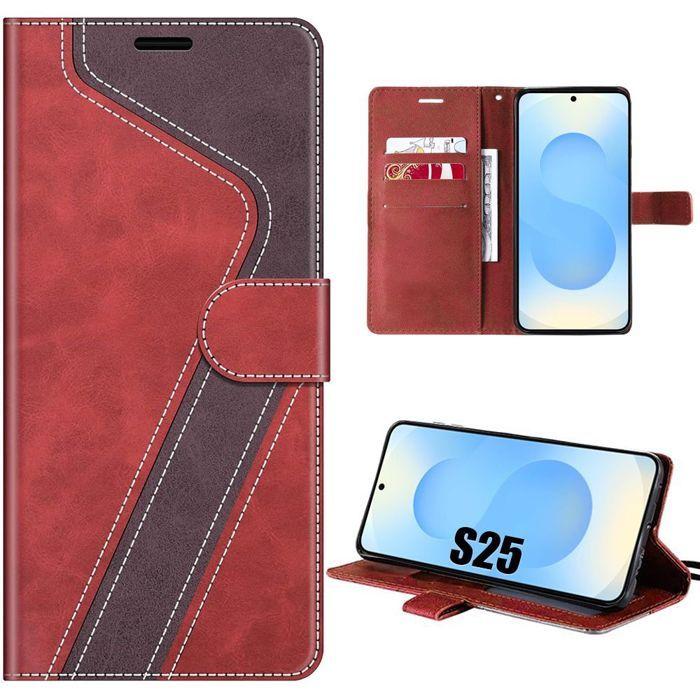 Protective Case - BOOLING - for Samsung Galaxy S25 - Shockproof - Synthetic Leather - Red