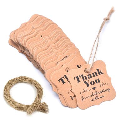 100Pcs Kraft Paper Thank You Gift Tags With Jute Twine Diy Wedding Craft Labels
