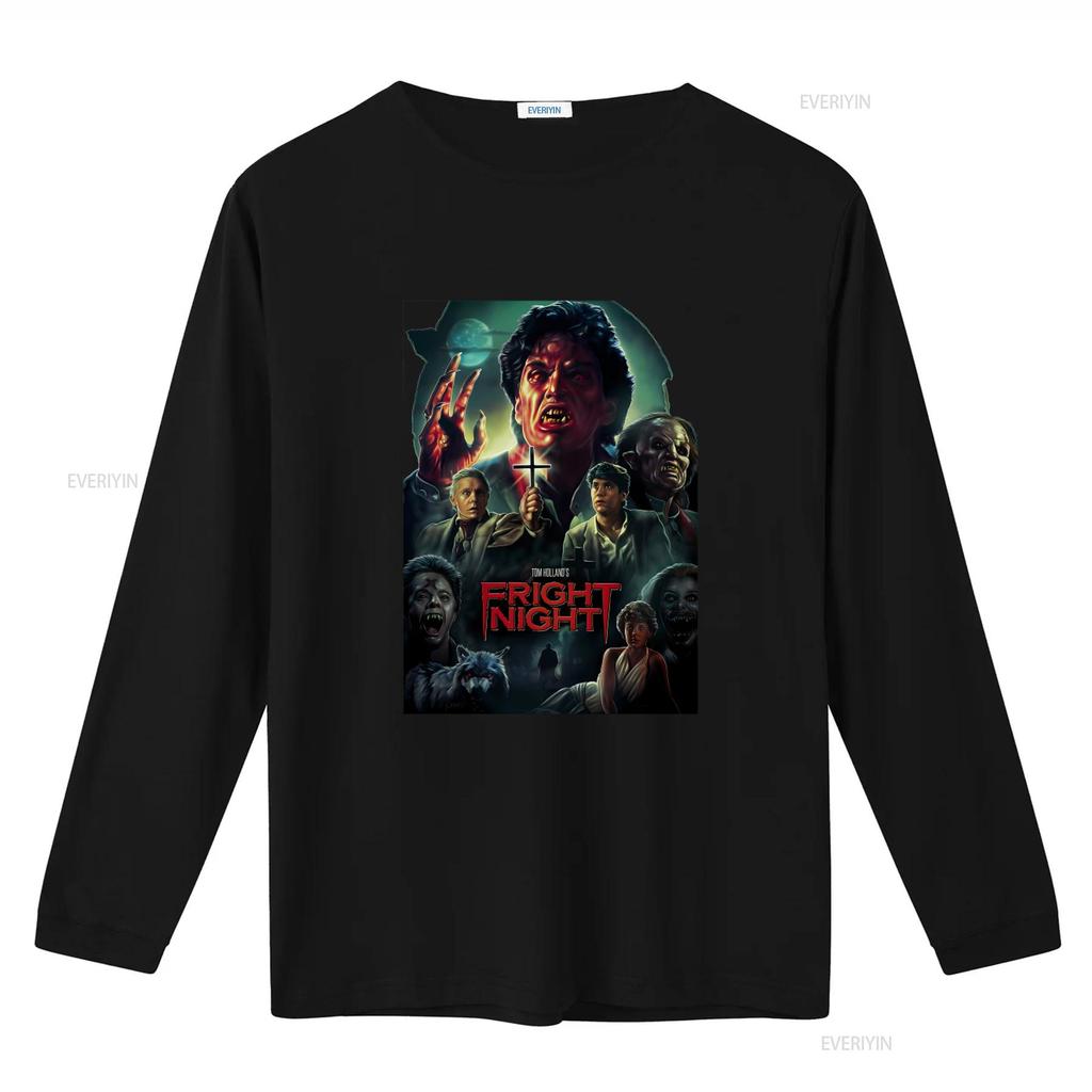 Fright Night 80s Horror Movie Poster T Shirt Scary Vampire Retro Design Vintage Washed Breathable Homme Streetwear Stylish