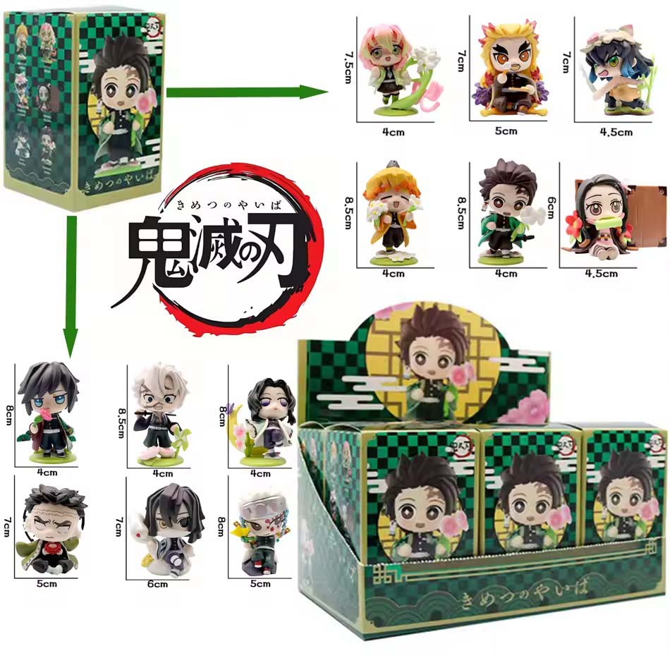 sold 1-12pcs Anime Demon Slayer Model Tanjiro Kamado Nezuko cartoon figure PVC model ornament child Christmas Halloween gift