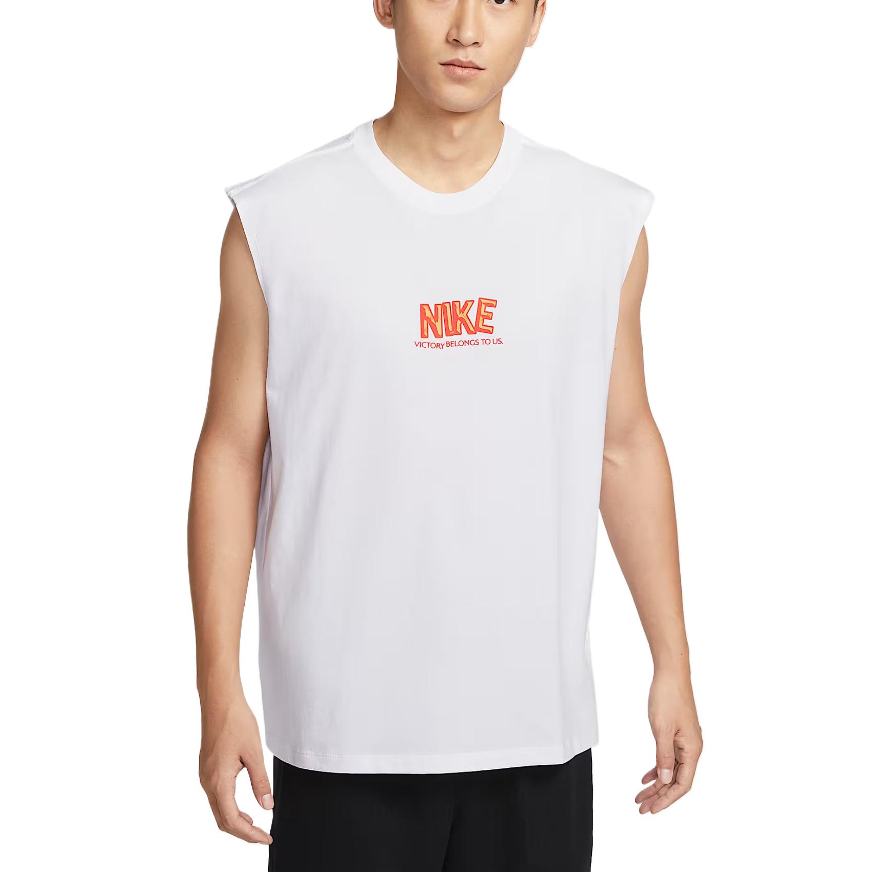 

Nike Round Neck Letter Comfortable Casual Sleeveless Vest Men Tops White HJ3691-100 L