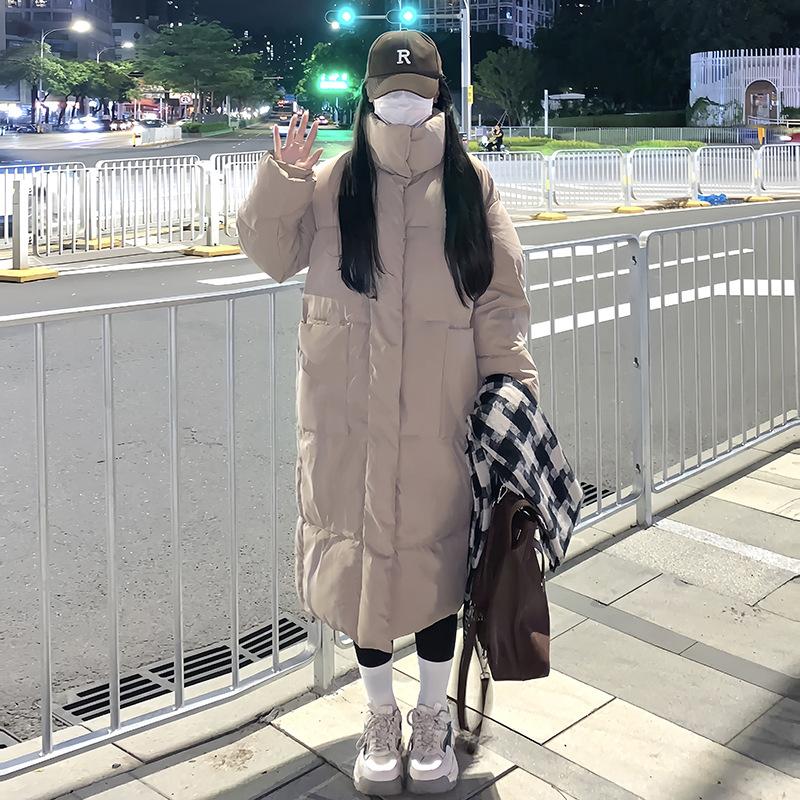 Down Jacket Women's Long Over-the-knee Winter New Korean Style Loose Cotton Jacket Thickened Bread Jacket for Women