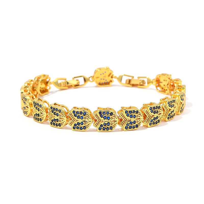 New American Bracelet with Full Set Corundum Zircon Bracelet and Flower Colored Treasure Jewelry From Europe and America