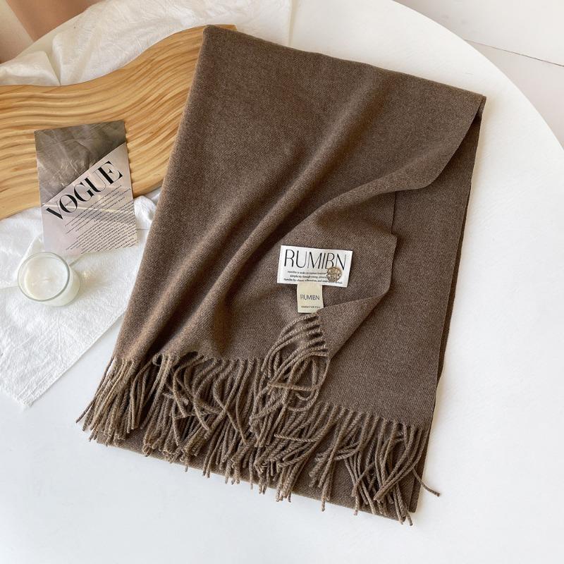 Solid color imitation cashmere scarf women's metal standard shawl women's high-grade relaxation camel-colored warm scarf