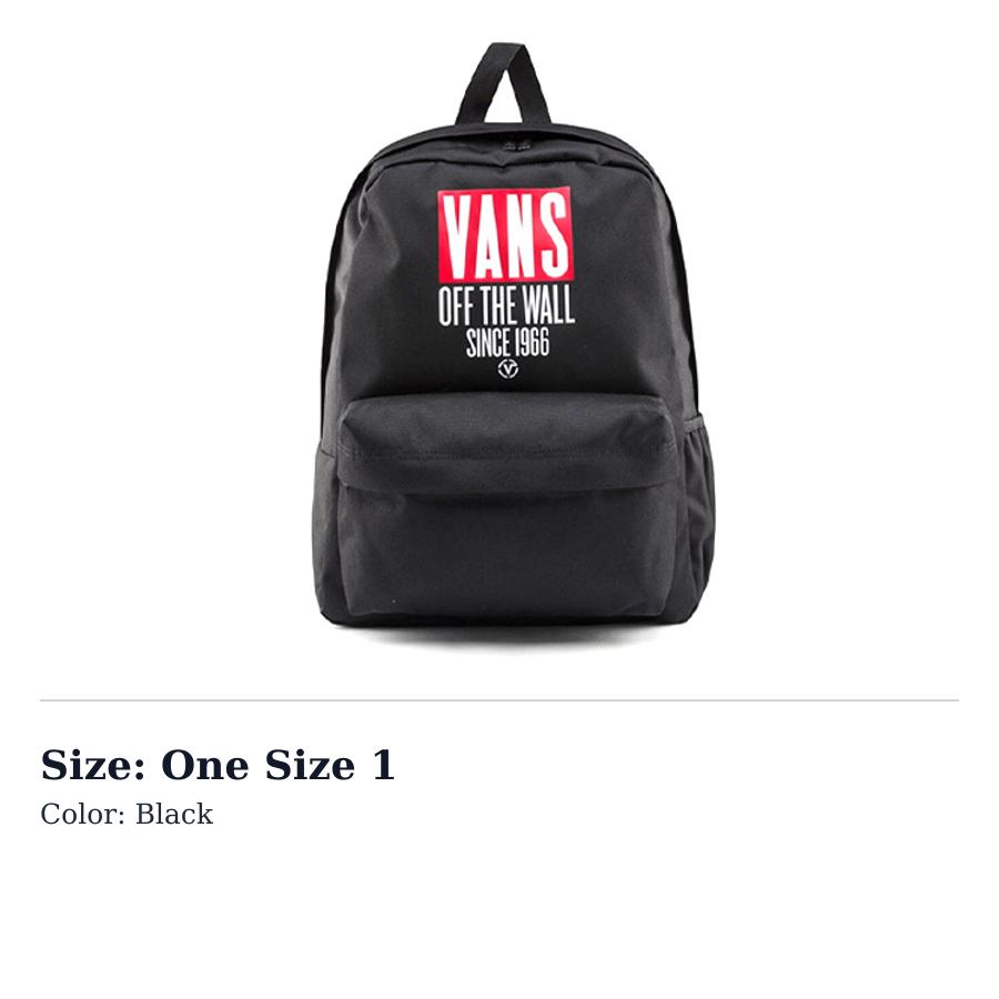 Vans Polyester Backpack Regular Unisex Black VN0A3QT1BLK One Size 1