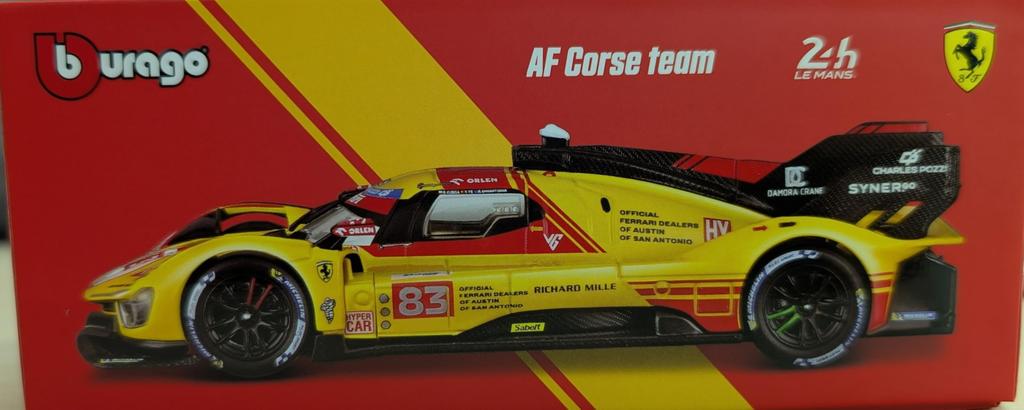Kyosho BURAGO Ferrari 499P Le Mans 2024 Yellow Clear Case Finished Model 1/43 No.83 18-36317