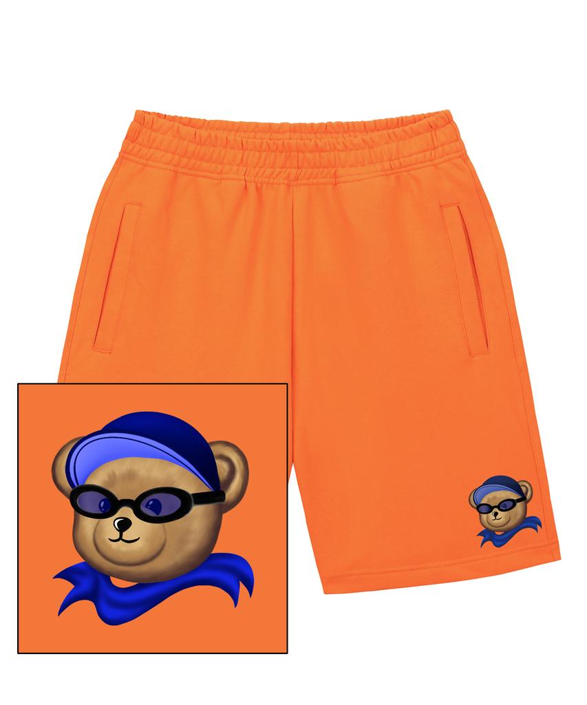TRIPSHION Sunglasses Bear Logo Sweat Half Pants - Orange