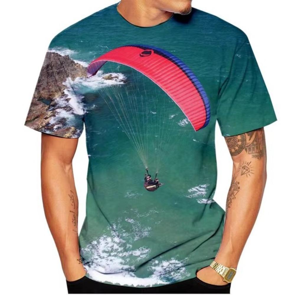 Summer Men's 3D Printed Crew Neck T-Shirt Fashion Versatile Breathable Trend Casual