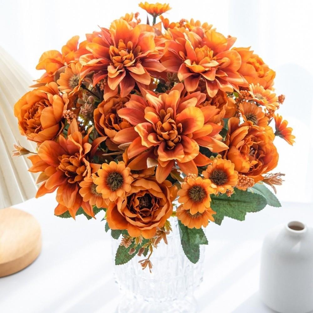 Bridal Bouquet Silk Dahlia Flower Arrangements Simulated Dahlia Artificial Flowers Bridal Bouquet