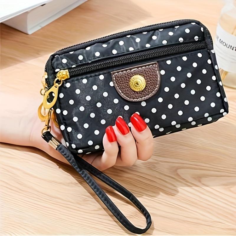 Four-Zipper Nylon Clutch Short Wallet for Women, Coin Purse with Key Holder, Wristlet for Phones, Versatile Sports Bag