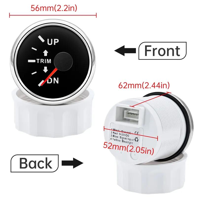 0-190 Ohm 52mm UP-DN Right Side Trim Meter Waterproof Trim Gauge with Red Backlight Stainless Steel Bezel Car Accessories