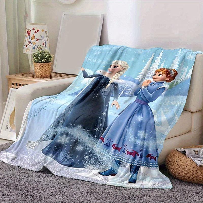 1pc Frozen Elsa and Anna Printing Blanket - Soft, All-Season Throw for Office Blanket, | Personalized Gift with Adorable Cartoon Design
