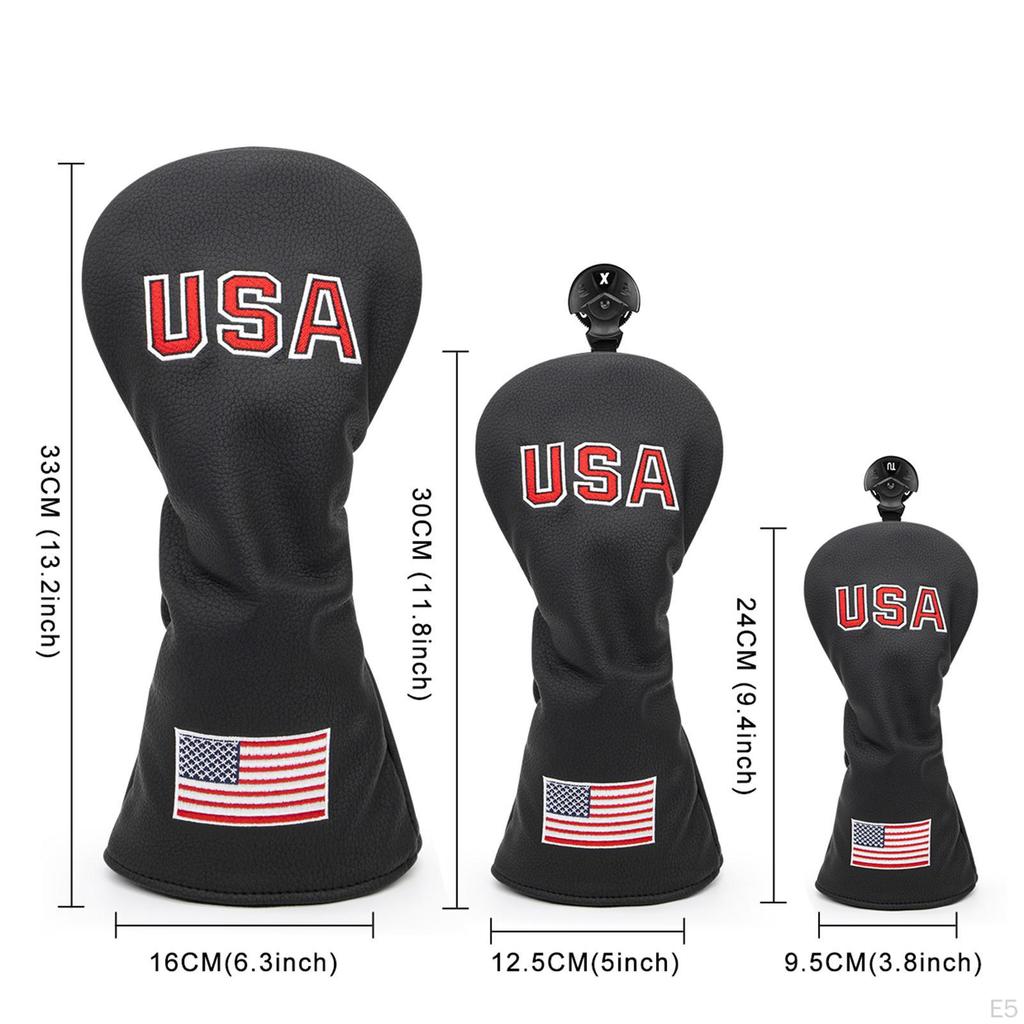 3Pcs Golf Cover 1 3 5 UT Hybrid Headcover Interchangeable Number Tag Golfer Equipment Accessories