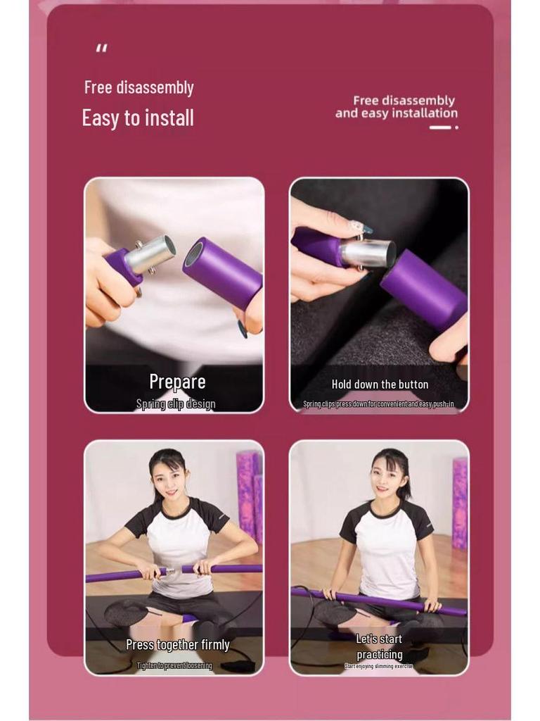 Pilates Yoga Resistance Bar: Multifunctional Fitness Trainer with Elastic Bands for Butt and Total Body Workouts.