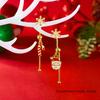 Asymmetric Moving Santa Claus Christmas Tree Drop Earrings For Women Zircon Star Snowman Bell Long Tassel Earring Party Jewerly