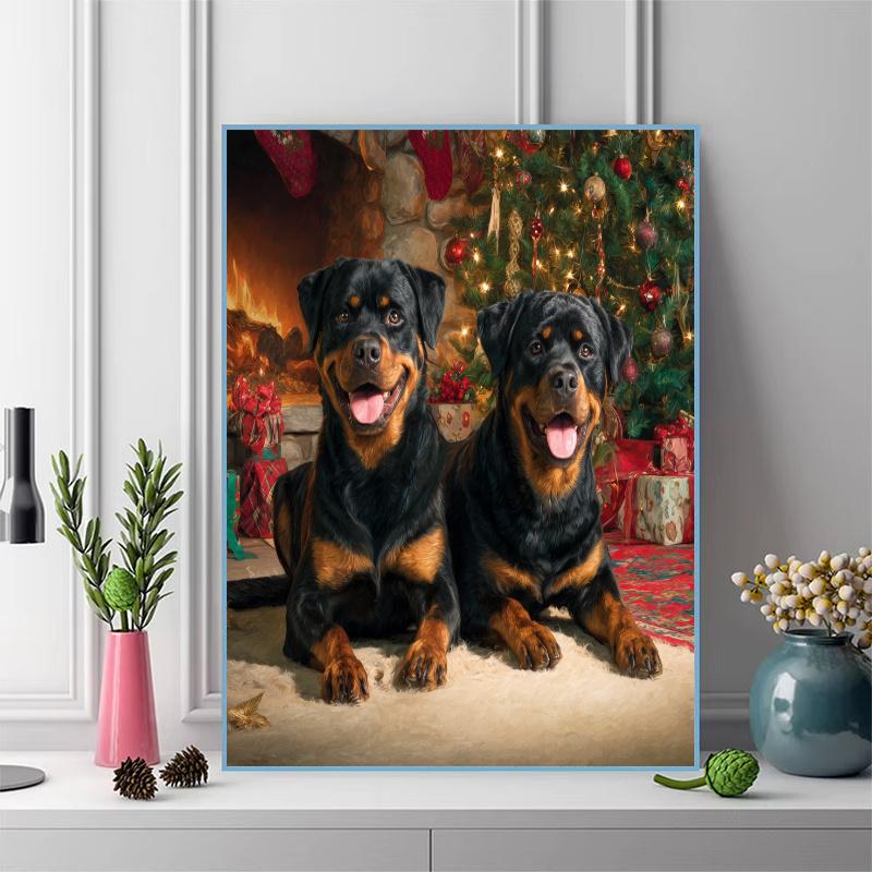 Rottweiler Pattern 3pcs 100% Round Full Drill 5D DIY Diamond Painting Embroidery Cross Stitch Rhinestone Décor
