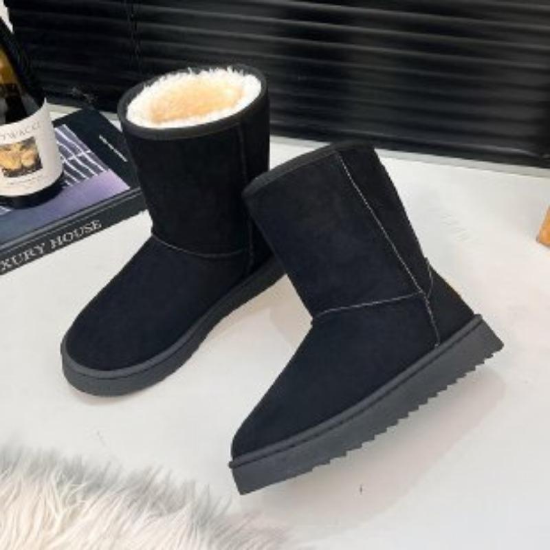 Women's Large Size Padded Thickened Winter Warm Fur One Snow Boots Padded Lining Ankle Boots Non-slip Hiking Sports Cotton Boots