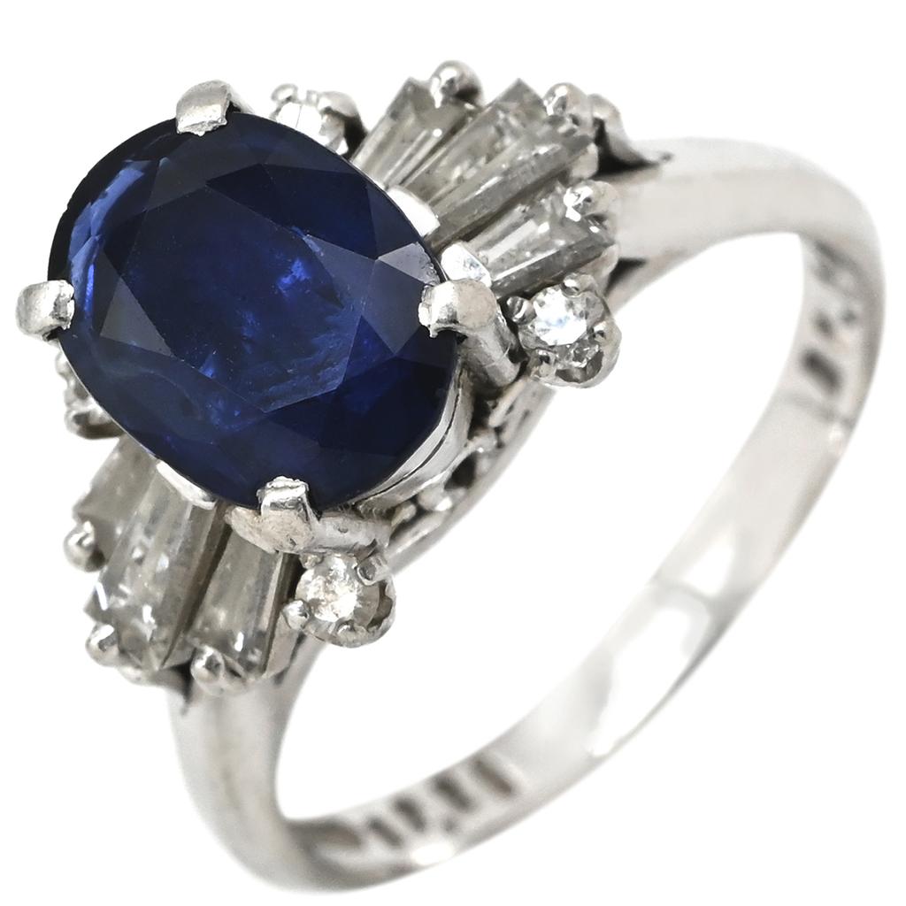 NON BRAND - Blue sapphire 2.26ct, diamond 0.64ctRing ring Pt900/sapphire #14(JP Size) Array