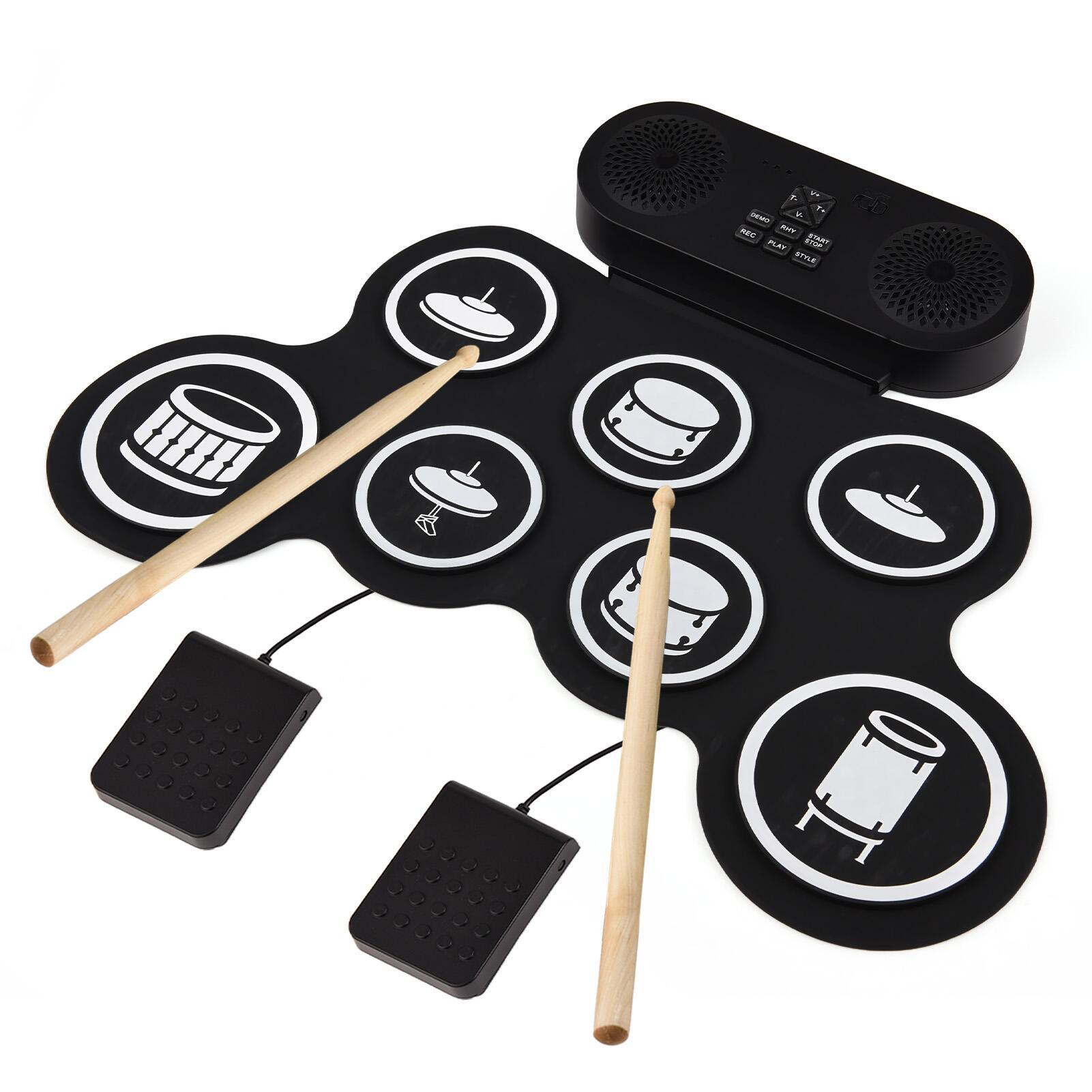 Portable Hand-Rolled Silicone Jazz Electronic Drum Set - Silent Practice Percussion Instrument
