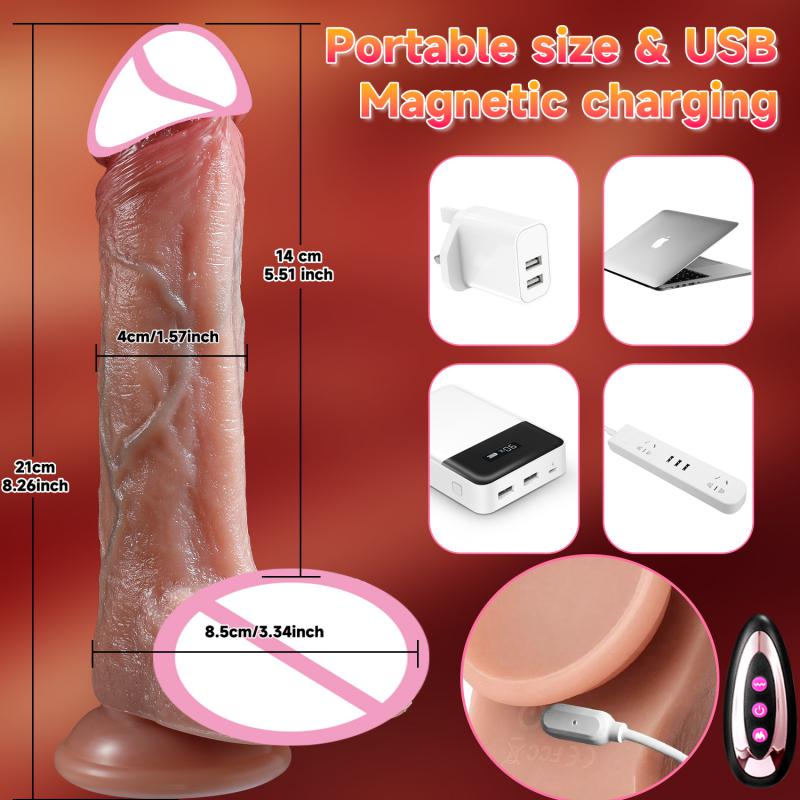 Telescopic Female Vibrator Dildo for Remotely Controlled Heating Realistic Big Penis Massager Masturbator Sex Toys for Women Men
