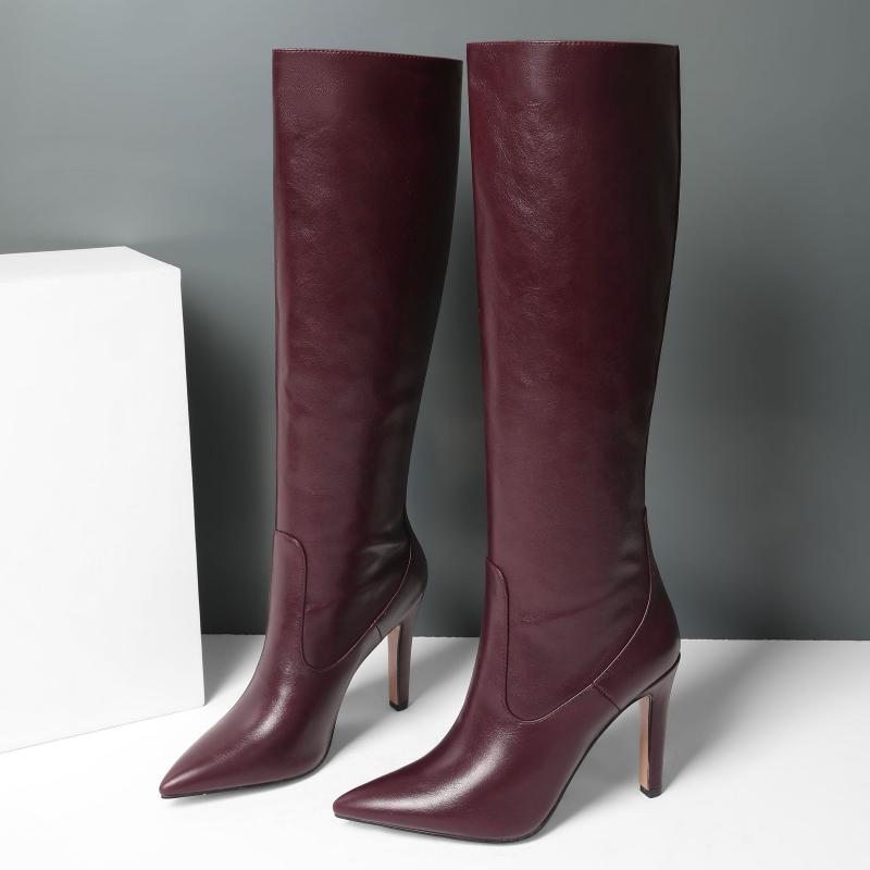 Black Western High Boots For Women Shoes Sexy Elegant High Heels Winter Spring Women's Knee High Boots Chelsea Long Shoes Lady