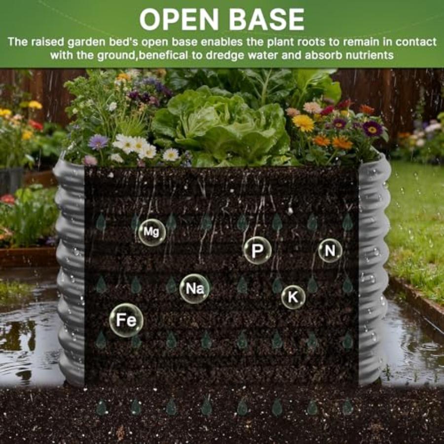 4 PCS Tall 2x2x1.5ft Galvanized Raised Garden Bed Outdoor Metal Garden Bed for Vegetables Above Ground Garden Box for Flower St
