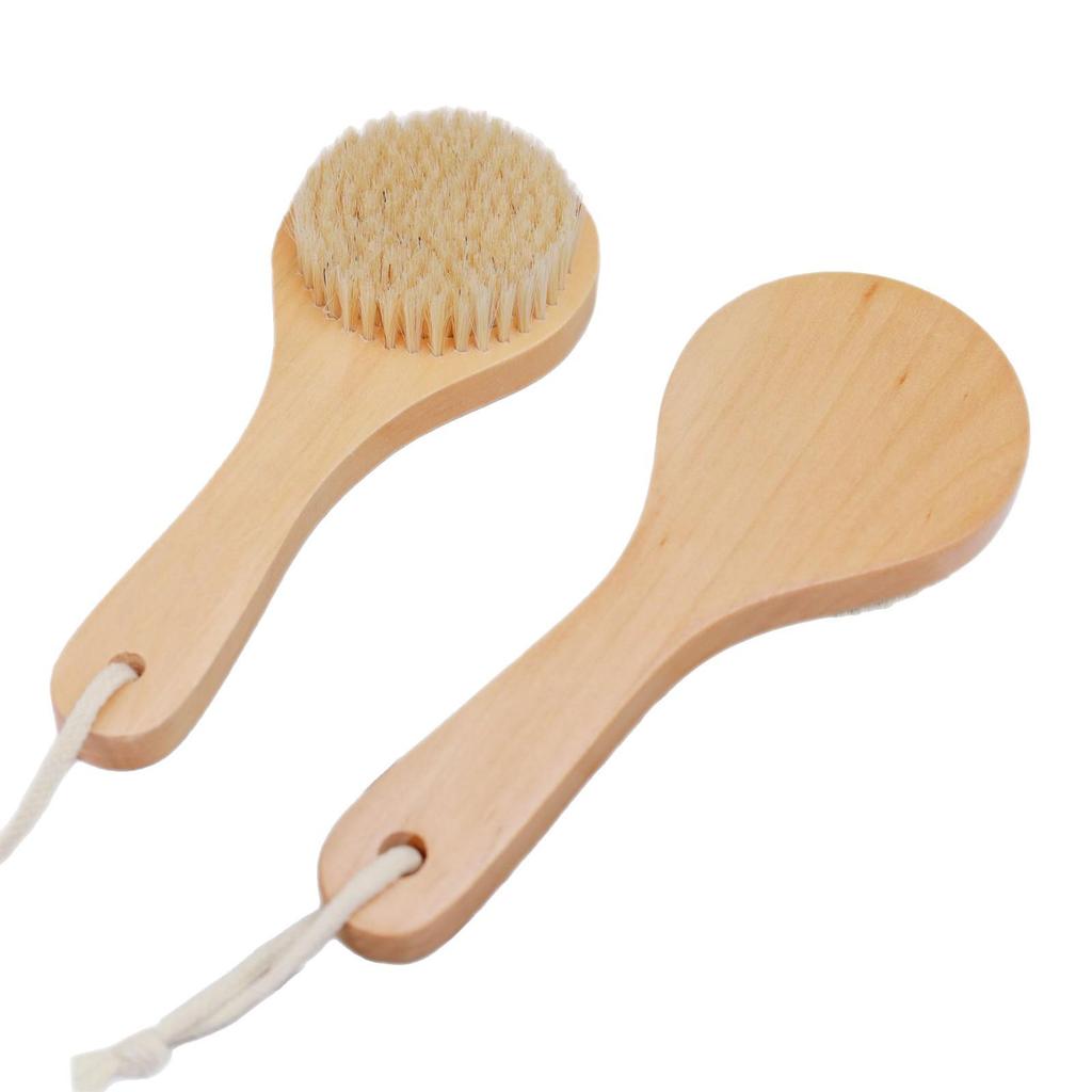 Bamboo Long-Handle Bath Brush: Pig Bristle & Massage Double-Sided Scrubber