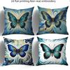 4 Pièces Housse de Coussin Décorative Papillon Bleu Doré, Housse de Coussin Imprimée Double Face, Décoration d'Intérieur Élégante Pour Chambre à Coucher Salon