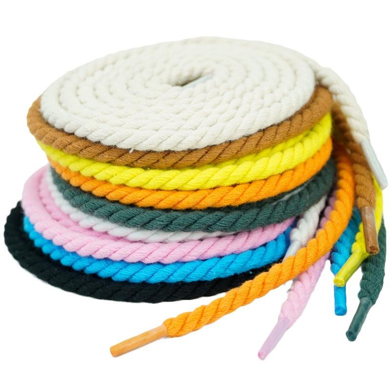 Round Shoelaces AF1/AJ1 0.6CM Thicker Cotton Shoelace Twisted Rope Laces Sneakers Boots Shoe laces for Shoes 120/140/160CM 1Pair