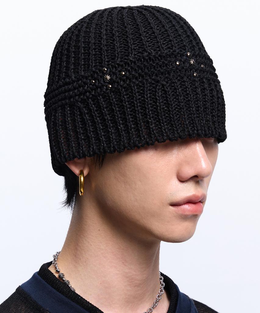 Aleseueseussi Mini Cross Rivet Beanie - Black