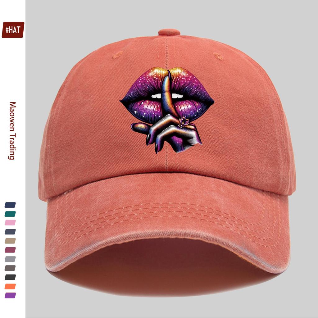pc Purple Lip Pattern Printed Baseball Cap Fashion Casual Printed Design Golf Hat Home Leisure Decor Hat Comfortable Lightwe