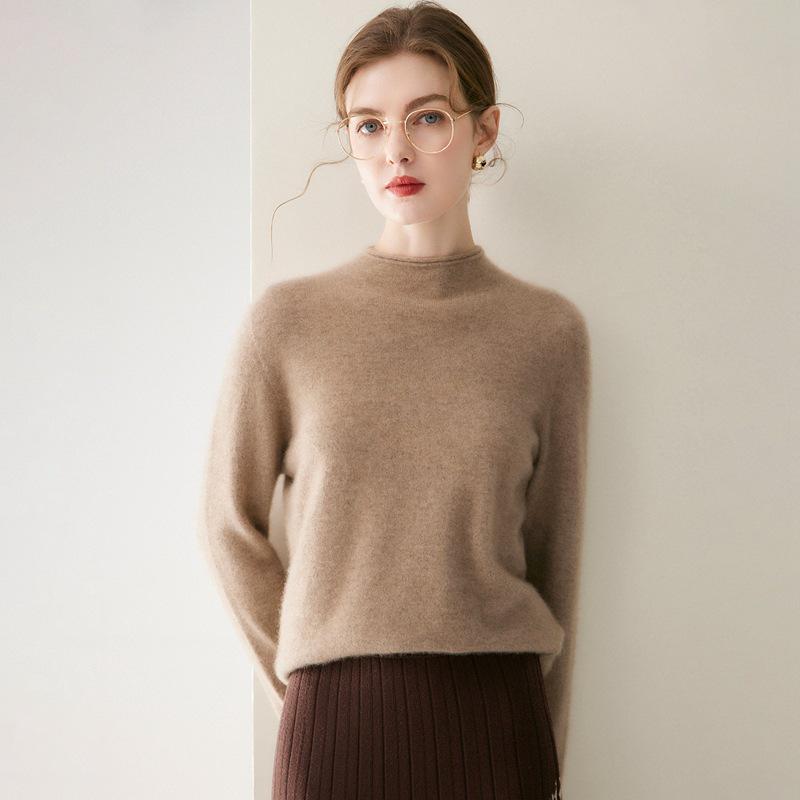 2026 Le Kasha Women's Cashmere Pullover: 12 Gauge, Rolled Hem