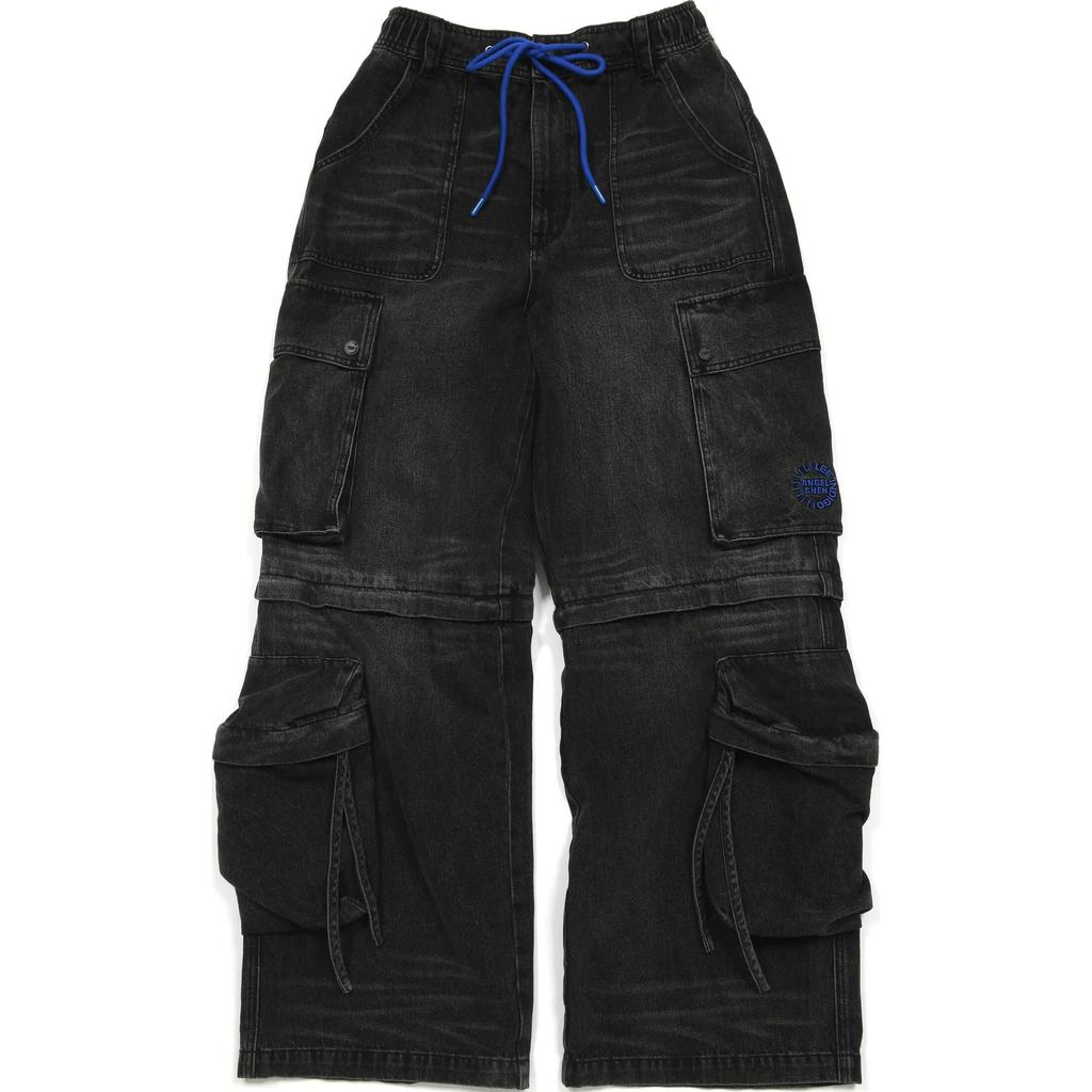 Lee Angel Chen Collaboration FW24 Removable Two-In-One Loose Drawstring Logo Embroidered Casual Jeans Unisex jeans Black LUB010339207704A08449
