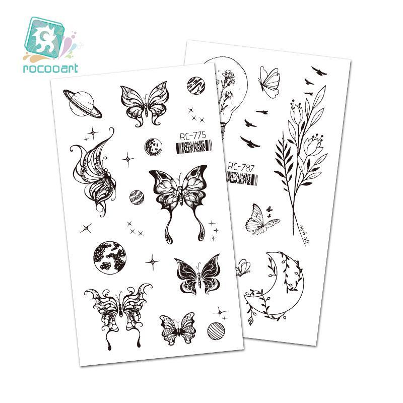 Butterfly Tattoo Stickers: Small, Fresh, Waterproof, Retro Black & White, Temporary Hand Designs
