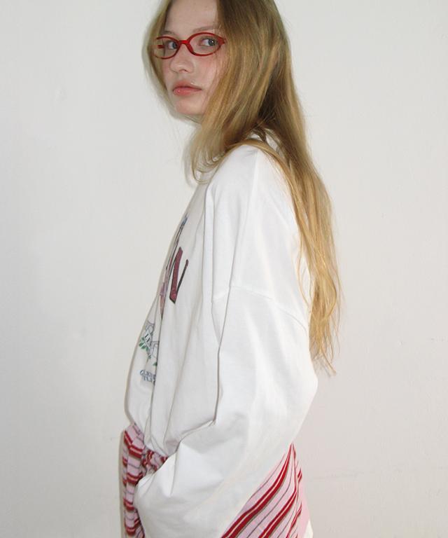 RONRON Vintage Double Ribbon Long Sleeve White