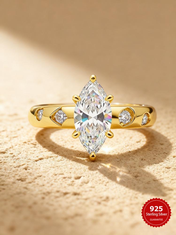 925 Sterling Silver Fashionable Luxury Elegant Marquise Zircon Ring for Women Anniversary Wedding High Quality Fine Jewelry