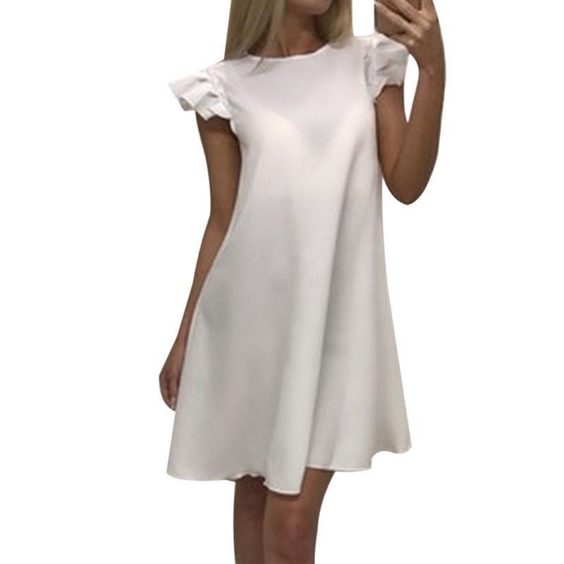 Elegant New Women's Boho Evening Cocktail Party Dress With Exquisite Lotus Leaf Sleeves